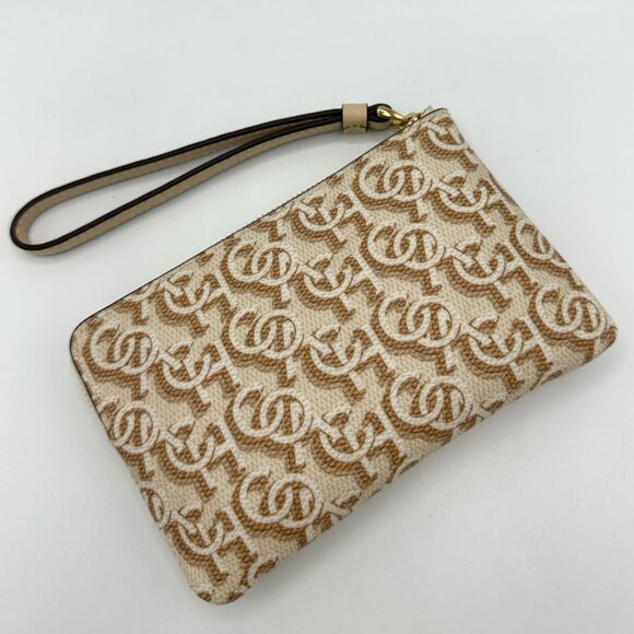 NWOT Coach Corner Zip Wristlet with Monogram Print - Gold/Chalk - Picture 2 of 11